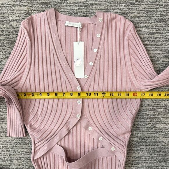 NWT Jonathan Simkhai Kim Womens Ribbed Knit Cut-Out Sweaterdress Dusty Rose XL - Picture 11 of 16